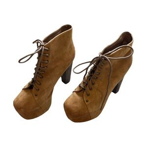 Jeffrey Campbell Tan Lace-Up Platform Boots